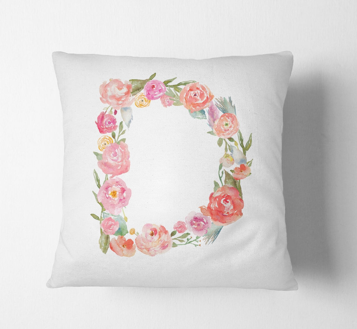 Personalised Alphabet Floral Name Initial Letter Cushion Pillow Case Insert Fill