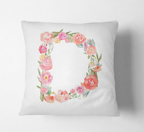 Personalised Alphabet Floral Name Initial Letter Cushion Pillow Case Insert Fill