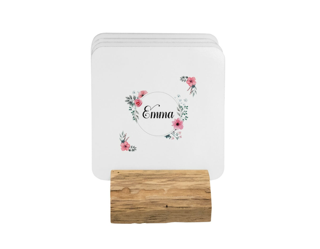 Floral Circle Wreath Border Pink Coffee Tea Mug 11oz Mug And Coaster Set Option