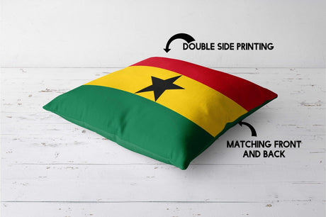 Ghana Flag Ghanaian Design Filled Square Cushion Decorative Throw Soft Gift Size
