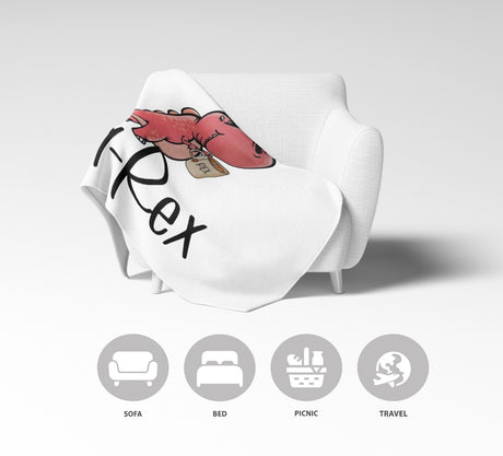 Tea Rex Dinosaur Dino Novelty Custom Any Colour Fleece Mink Blanket Throw Gift