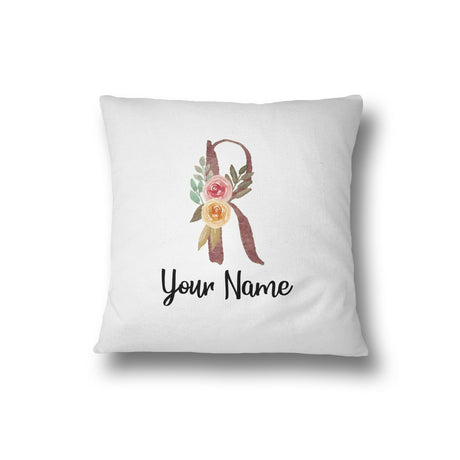 Personalised Floral Watercolour Hand Paint Effect Alphabet Floral Name Cushion