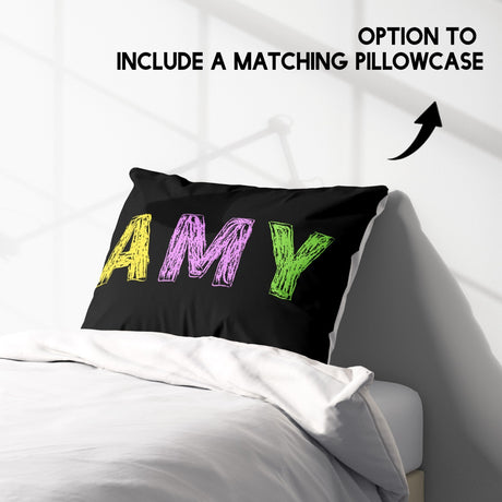Personalised Any Name Colourful Crayon Soft Single Size Novelty Bed Duvet Cover