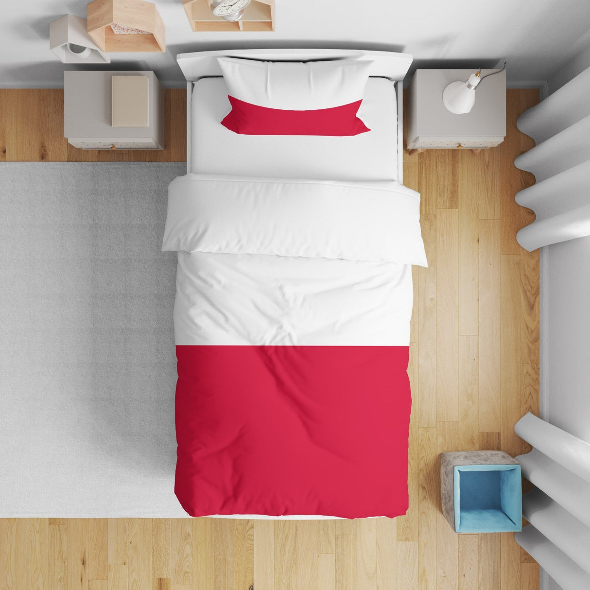 Poland Flag Polish Cot Bed Duvet Cover Toddler Pillowcase Design Gift Custom