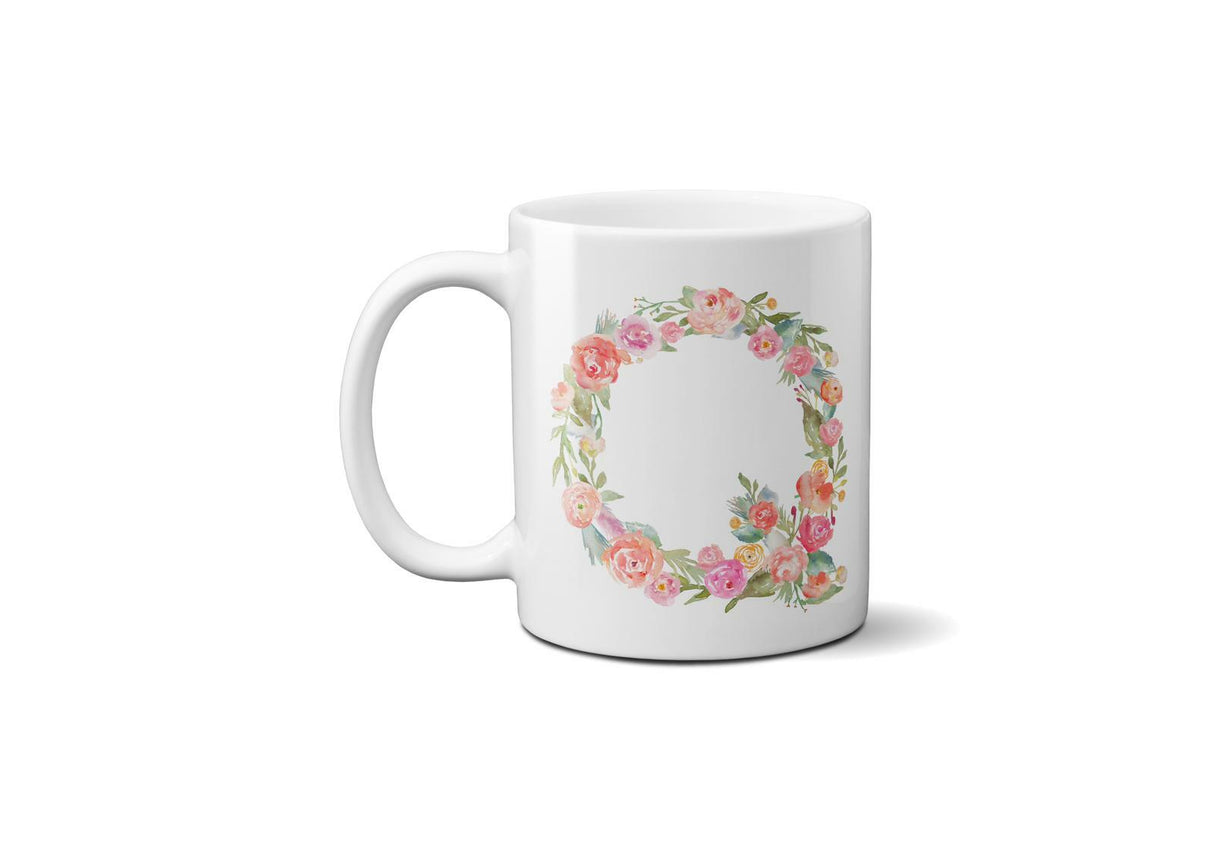 Personalised Alphabet Floral Name Initial Letter Coffee Mug Gift 11oz Ceramic