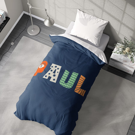 Personalised Name Kids Alphabet Onyx Soft Single Size Novelty Bed Duvet Cover
