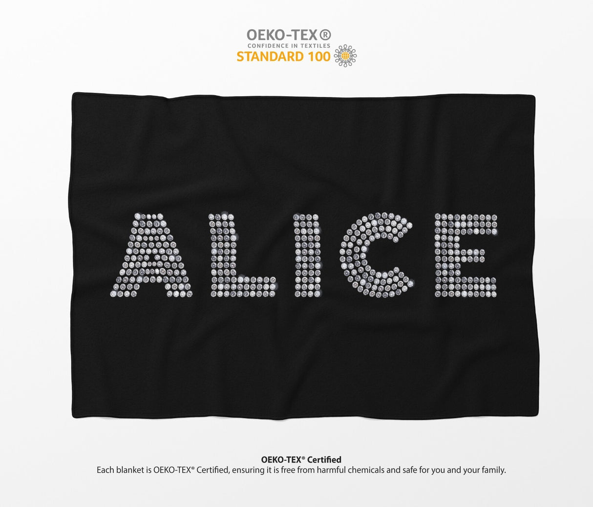 Personalised Diamond Gems Letters Novelty Soft Fleece Mink Blanket Gift Decor