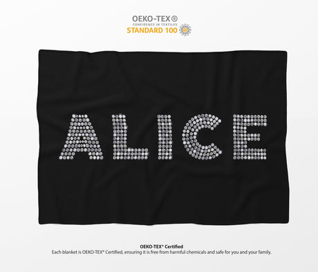 Personalised Diamond Gems Letters Novelty Soft Fleece Mink Blanket Gift Decor