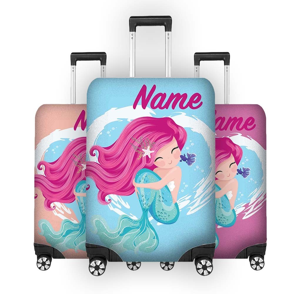 Mermaid Name Cute Girl Gift Custom Luggage Cover Personalise Suitcase Protector