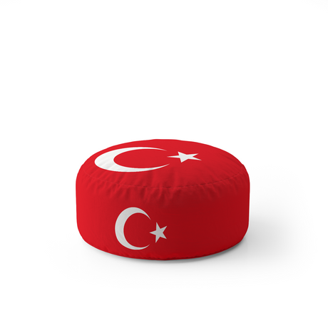 Turkey Flag Turkish Ottoman Filled Pouffe Footrest Washable Cover Custom Gift