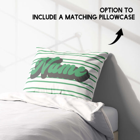 Personalised Custom Name Colour Stripe Retro Single Bed Duvet Cover + Pillowcase