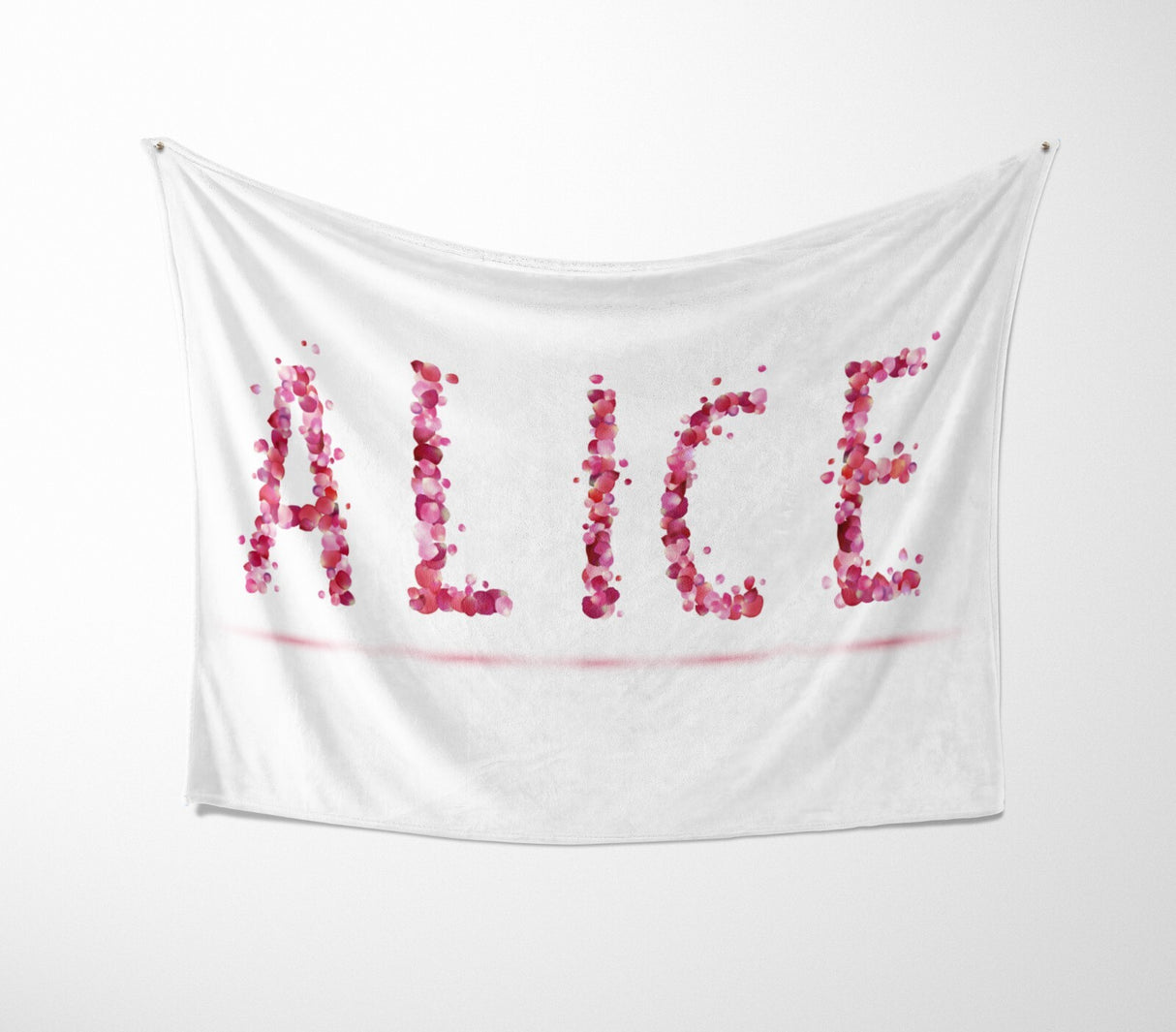 Personalised Name Pink Rose Petals Novelty Soft Fleece Mink Blanket Gift Decor