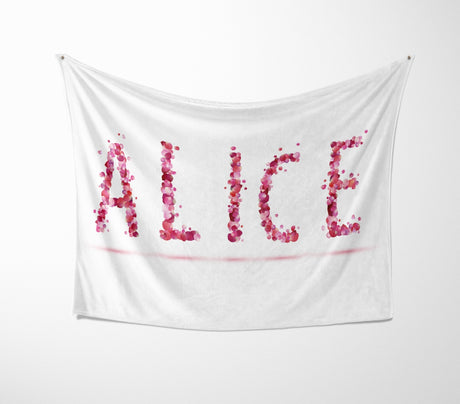 Personalised Name Pink Rose Petals Novelty Soft Fleece Mink Blanket Gift Decor