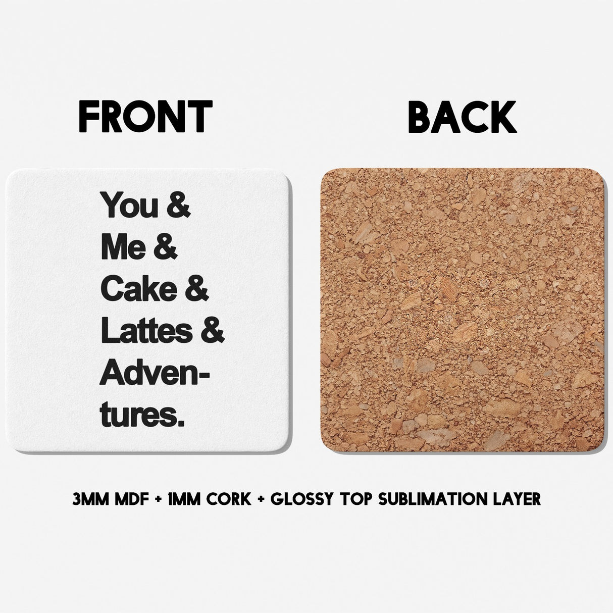 My Favourite Things Text Novelty Print Love Coffee Tea Mug Coaster Gift Him Her