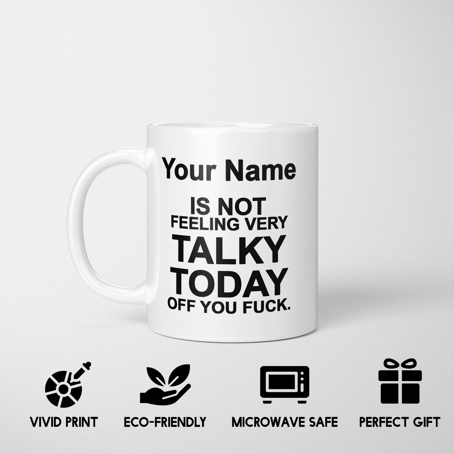 Not Very Talky Rude Cheeky Funny Gift Coffee Tea Mug Coaster + Option Him Her