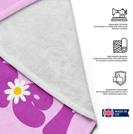 Personalised Custom Name Colour Groovy Daisy Font Soft Warm Fleece Blanket Decor