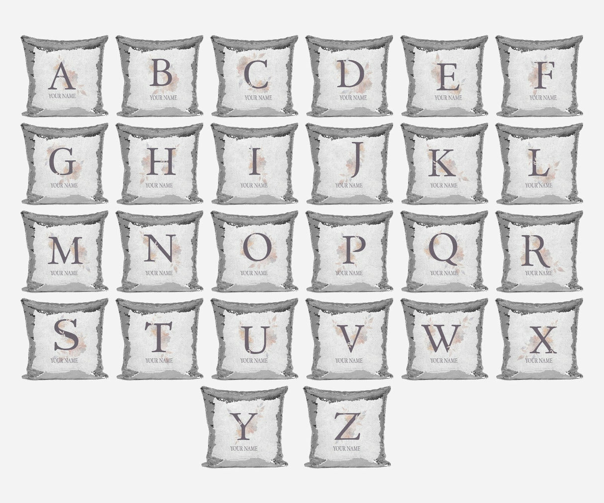 Personalised Misty Dusty Pastel Alphabet Sequin Magic Cushion Cover+Pillow Kids
