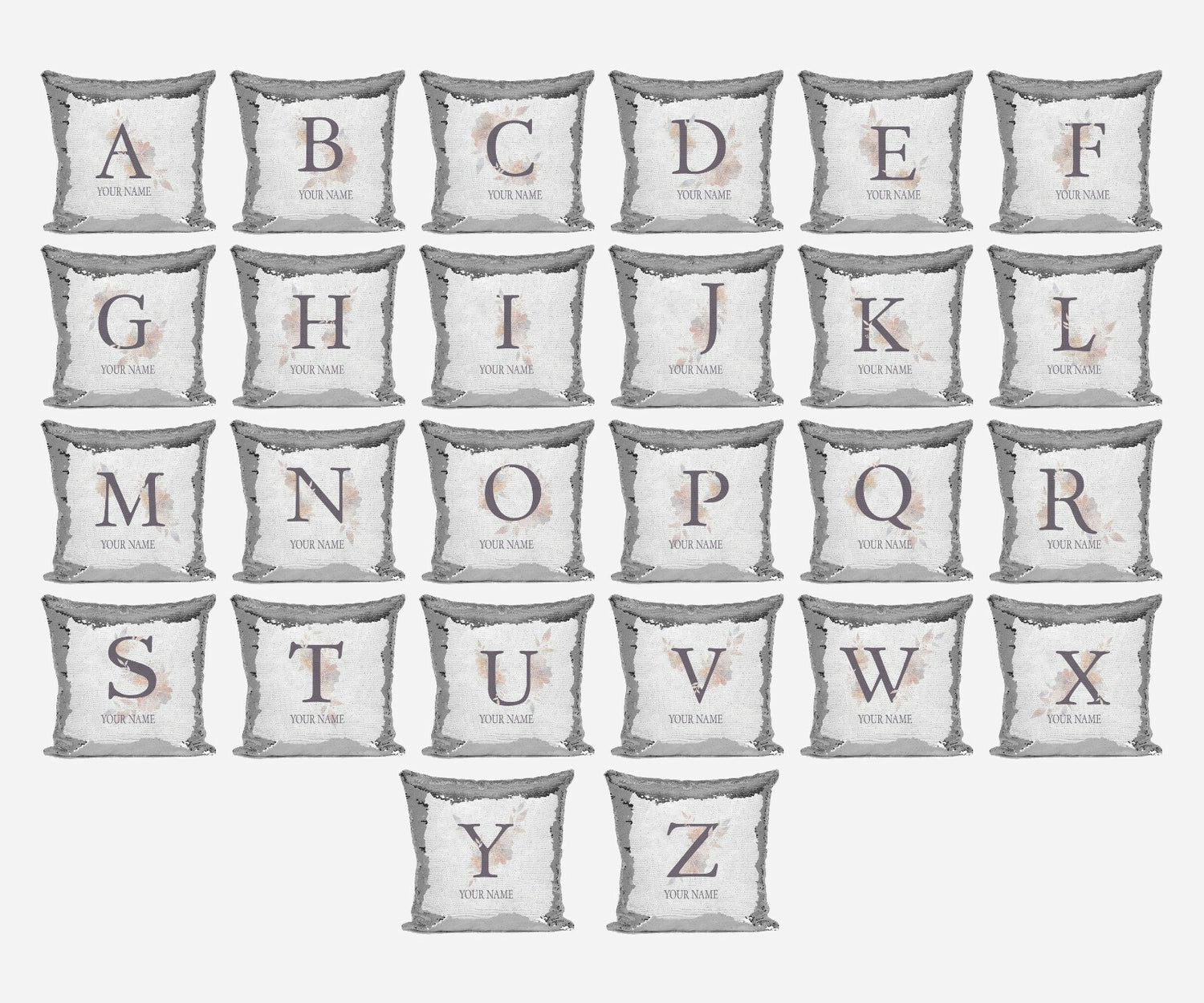 Personalised Misty Dusty Pastel Alphabet Sequin Magic Cushion Cover+Pillow Kids