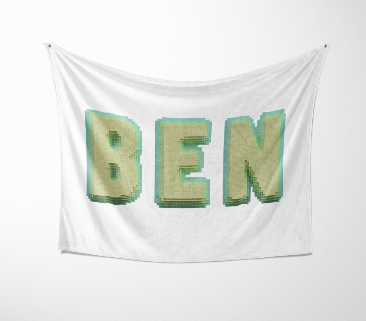 Personalised Any Name Bold Pixel 3D Novelty Soft Fleece Mink Blanket Gift Decor