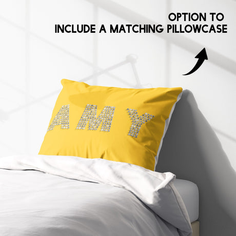 Personalised Any Name Diamond Gems Font Soft Single Size Novelty Bed Duvet Cover