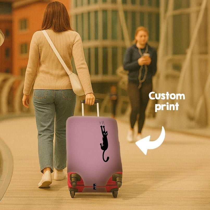 Black Cat Slipping Scratch Luggage Cover – GIft Personalised Suitcase Protector