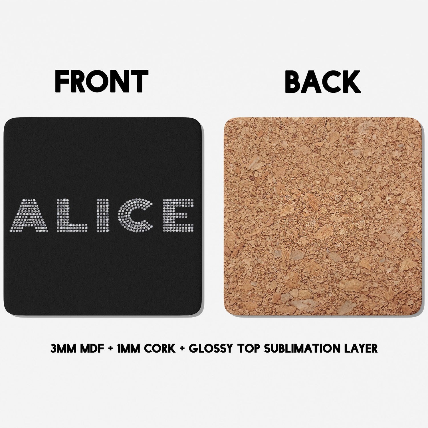 Personalised Name Diamond Gems Bling Font Coffee Tea Mug Coaster Gift Him Her