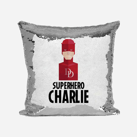 Superhero Personalised Name Kids Boys Sequin Magic Cushion Cover + Pillow