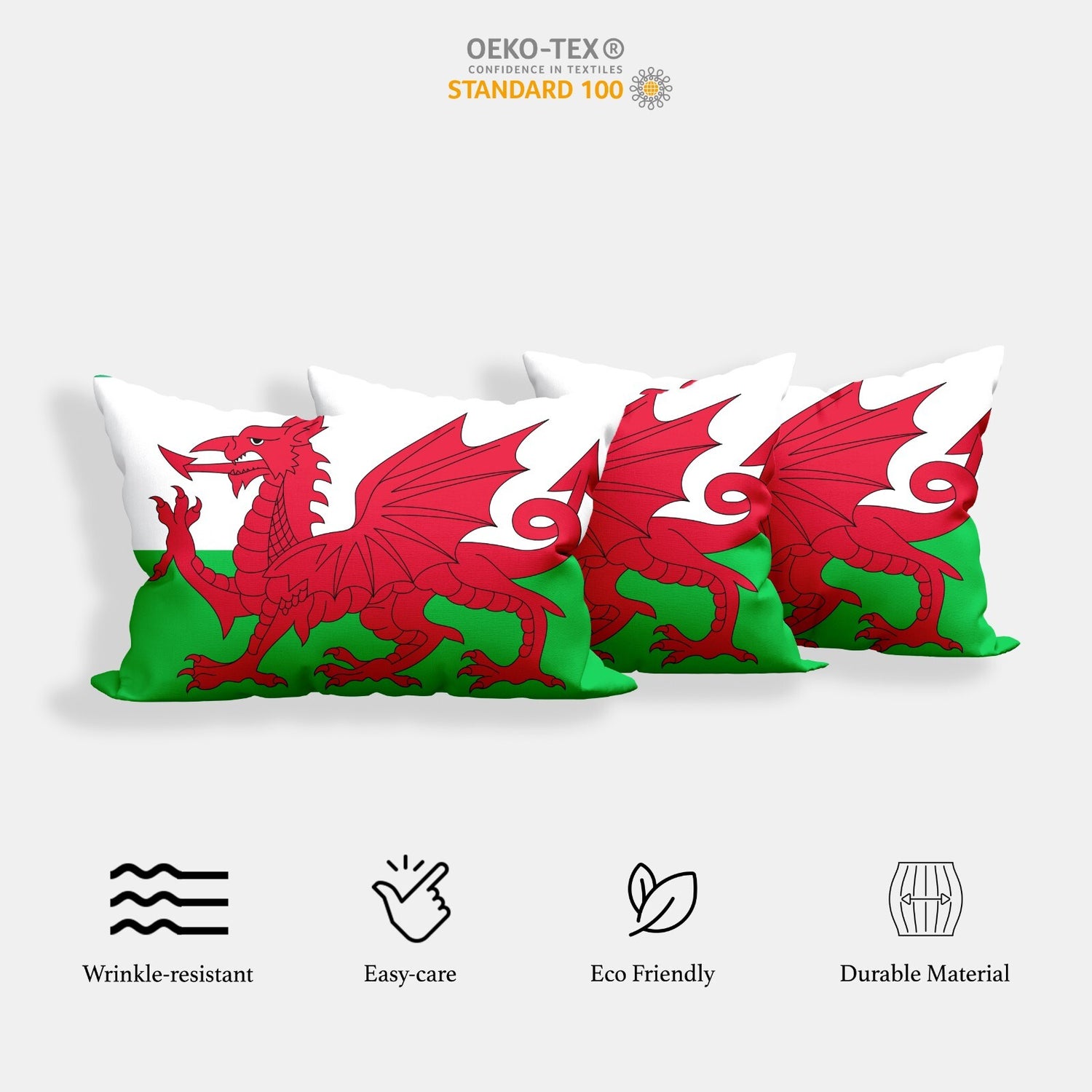 Wales Flag Welsh Dragon Custom Made Printed Soft Pillowcase Pillow Decoration