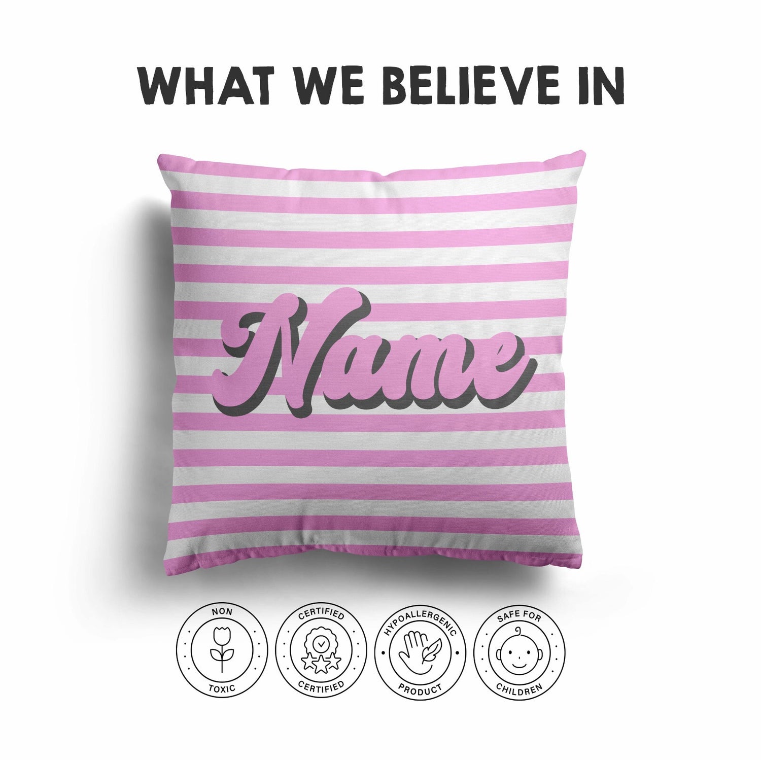 Personalised Custom Name Colour Stripe Retro Font Square Fill Zip Cushion Throw