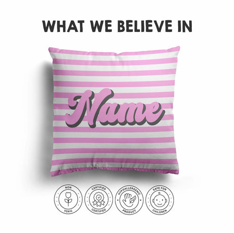 Personalised Custom Name Colour Stripe Retro Font Square Fill Zip Cushion Throw