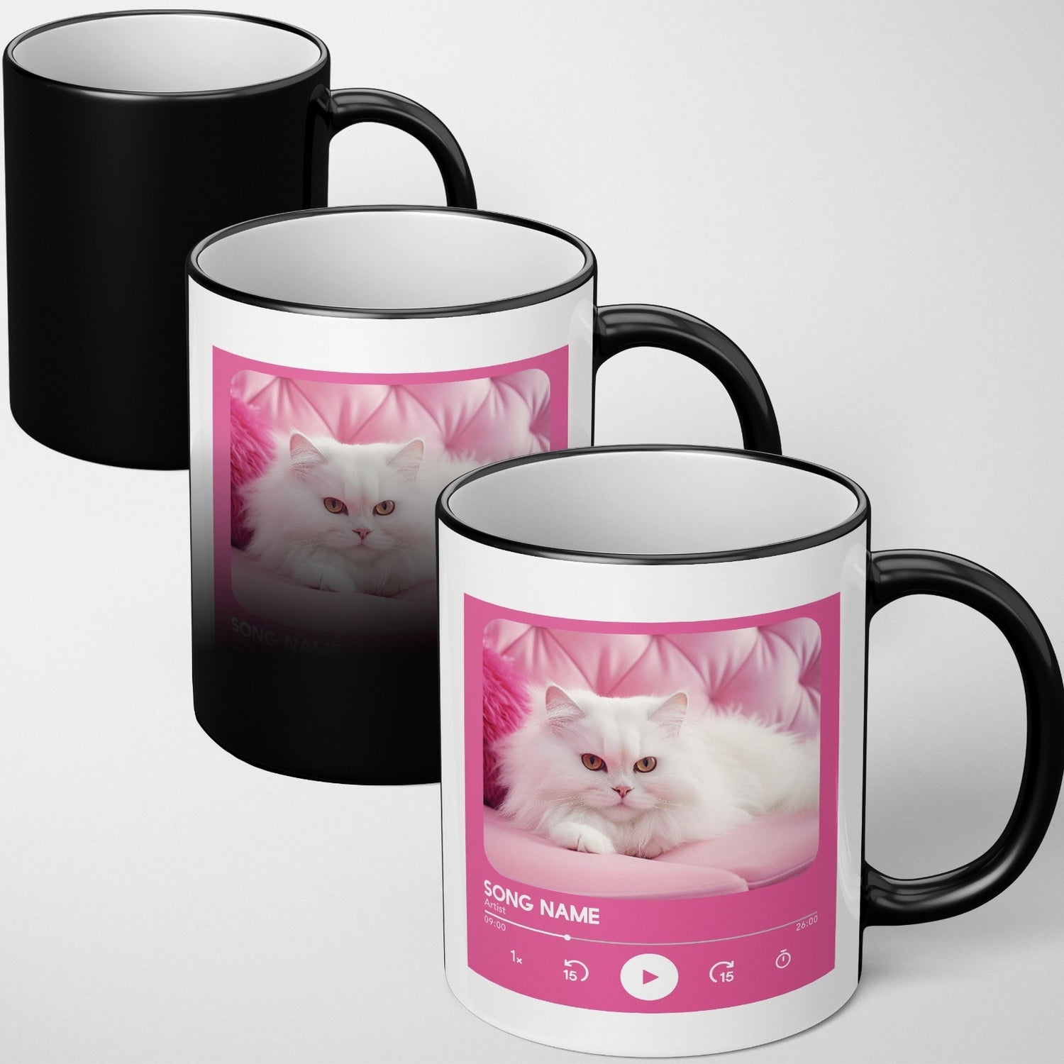 Personalised Music Player Heat Sensitive Colour Changing Mug Novelty Gift Cup