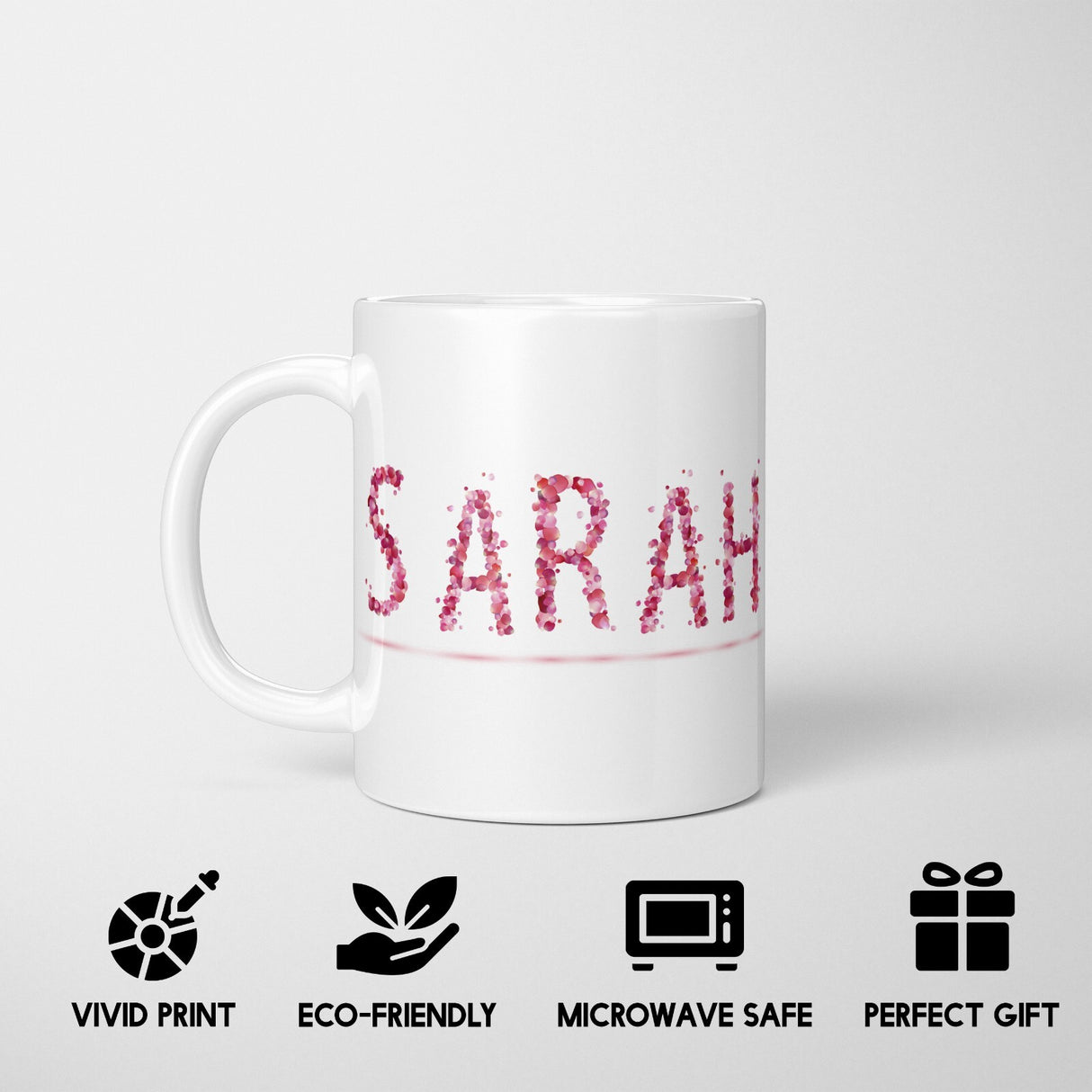 Personalised Name Pink Rose Petals Novelty Coffee Tea Mug Coaster Gift Him Her