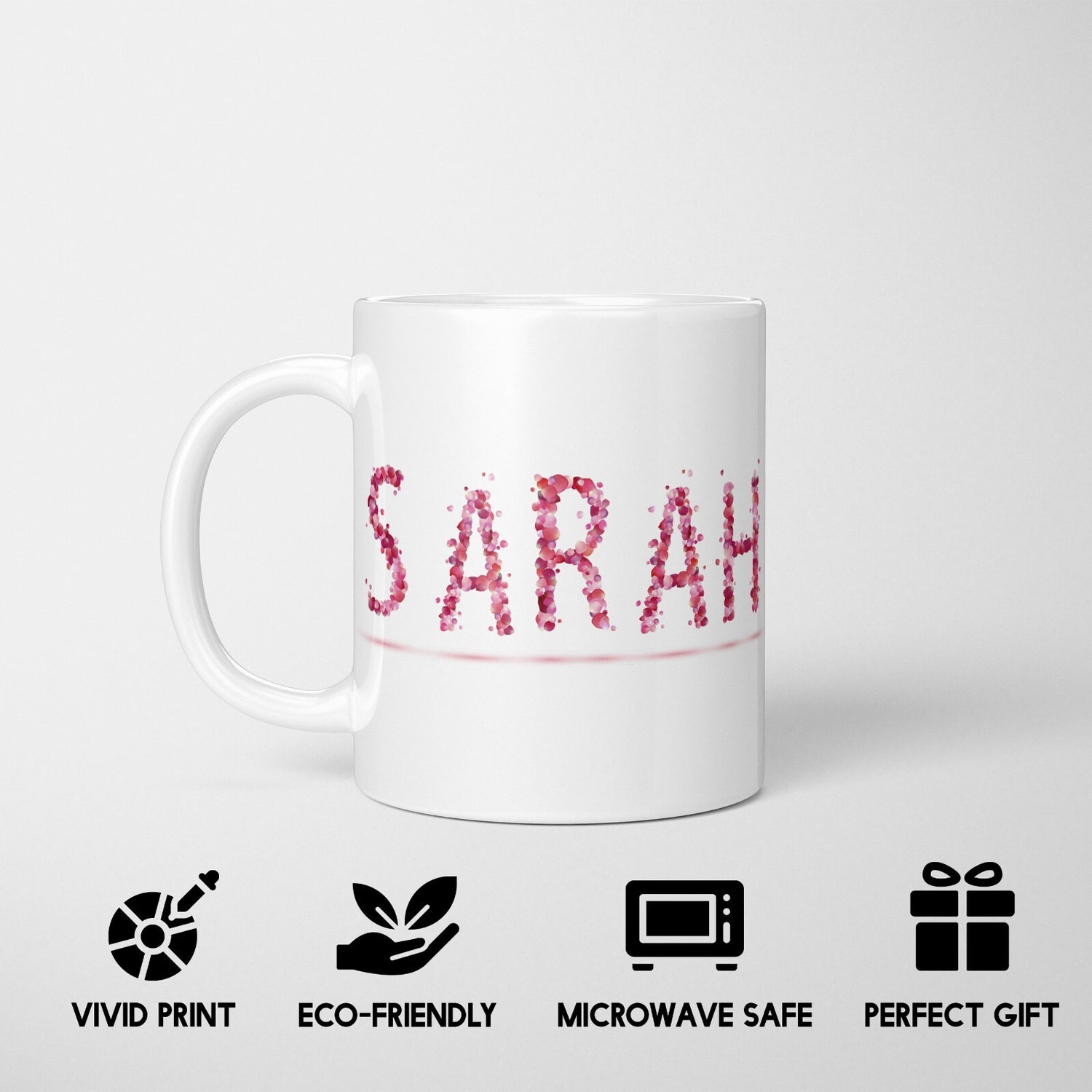 Personalised Name Pink Rose Petals Novelty Coffee Tea Mug Coaster Gift Him Her