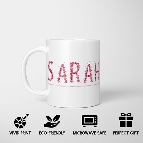 Personalised Name Pink Rose Petals Novelty Coffee Tea Mug Coaster Gift Him Her