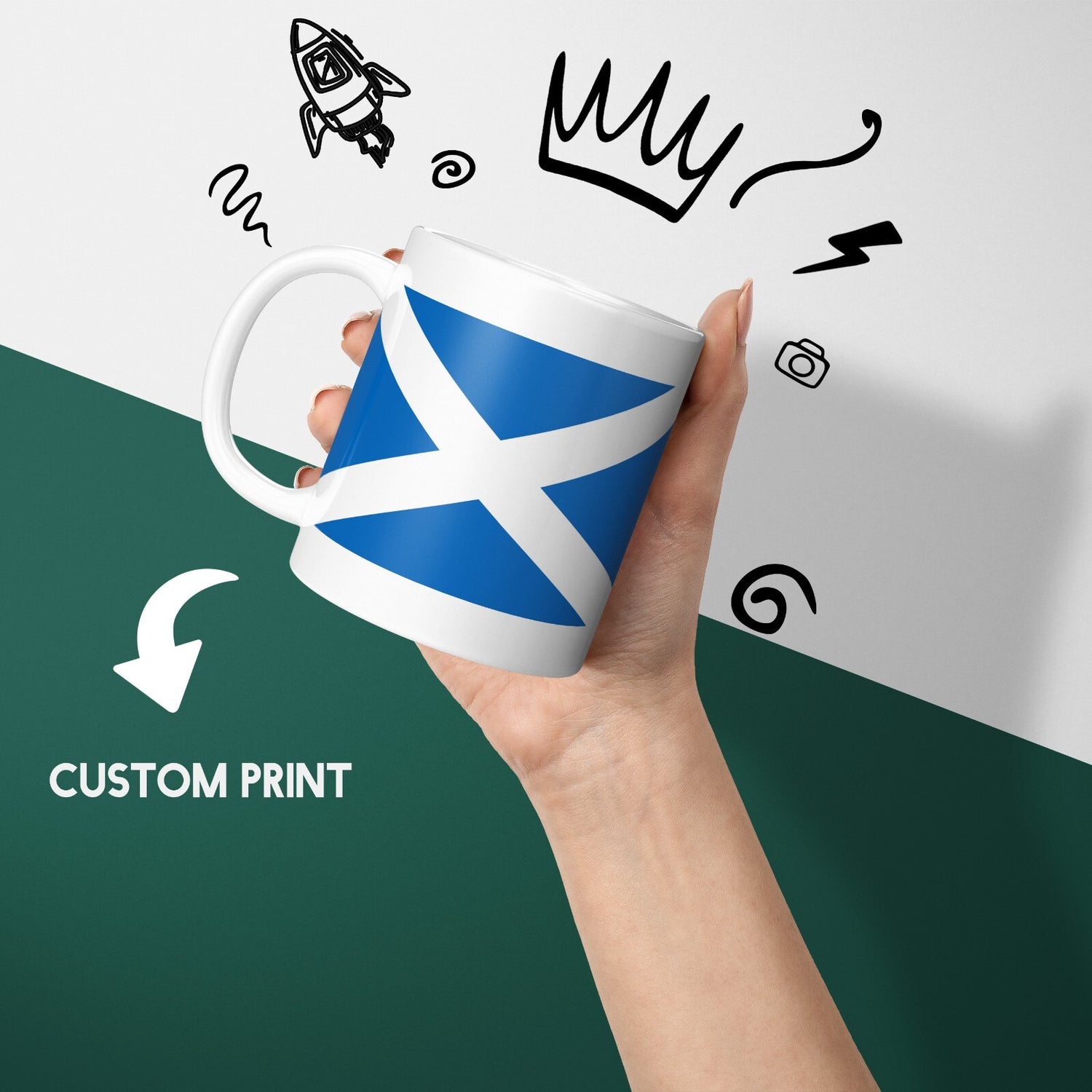 Scotland Flag Scottish Cross Custom Printed Coffee Tea Mug Coaster Gift Him Her