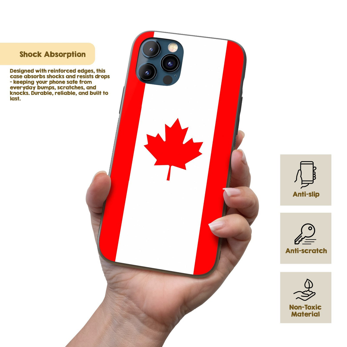 Canada Flag Design Gift Protector Custom Printed iPhone Case - Black TPU Cover