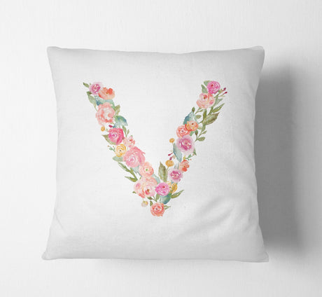 Personalised Alphabet Floral Name Initial Letter Cushion Pillow Case Insert Fill
