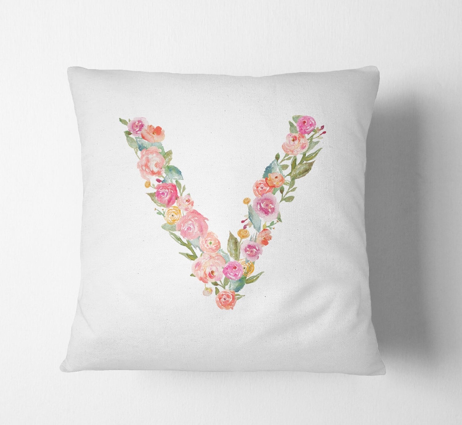 Personalised Alphabet Floral Name Initial Letter Cushion Pillow Case Insert Fill