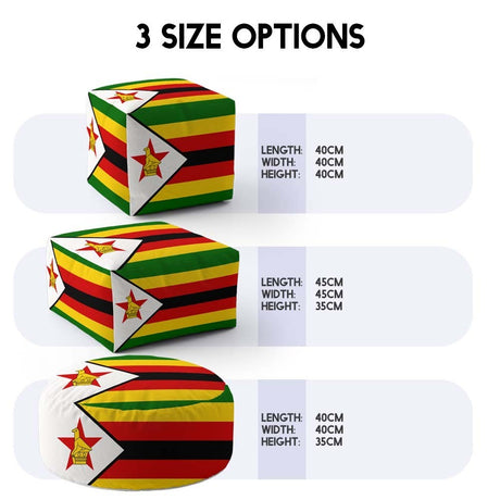 Zimbabwe Flag Patriotic Ottoman Filled Pouffe Footrest Washable Cover Custom