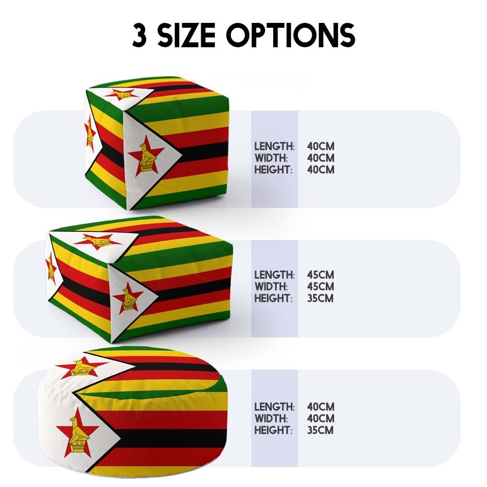 Zimbabwe Flag Patriotic Ottoman Filled Pouffe Footrest Washable Cover Custom
