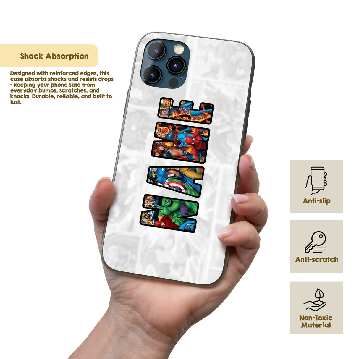 Superhero Design Kids Cool Personalised Custom Cover - Printed iPhone Black Case