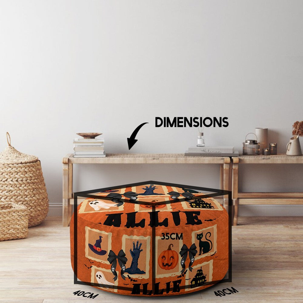 Halloween Spooky Personalised Custom Name Ottoman Filled Pouffe Washable Cover
