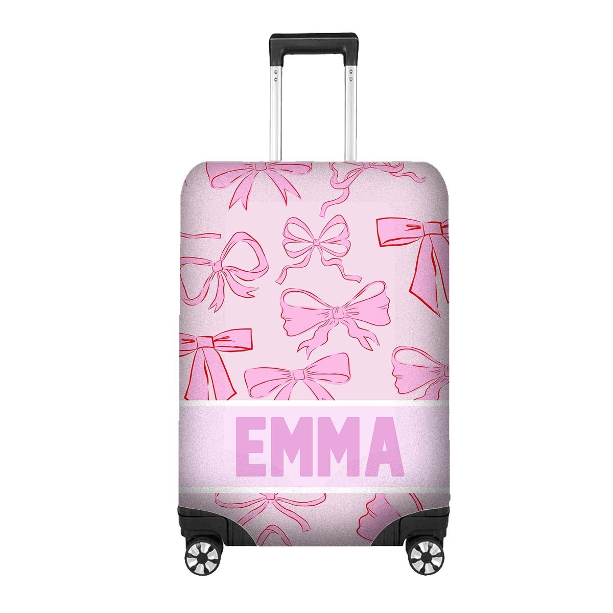 Pink Bows Girl Name Cute Gift Custom Luggage Cover Personalise Suitcase Protect
