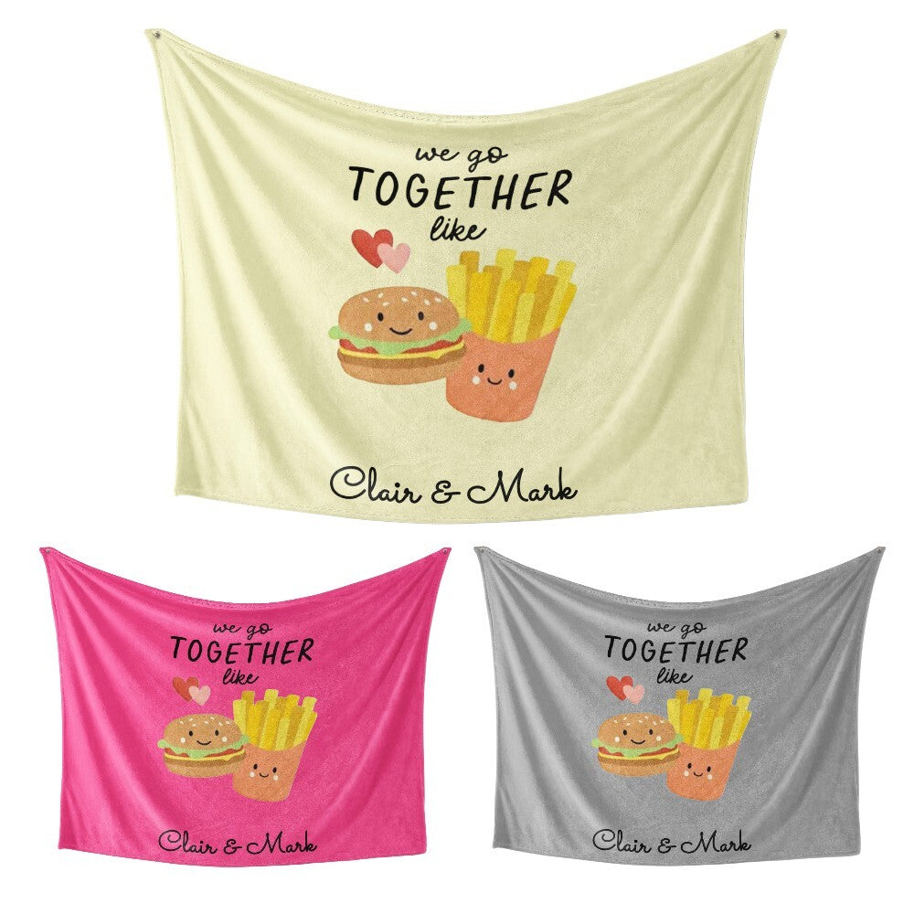 We Go Together Like Burger Fries Valentines Anniversary Fleece Mink Blanket Gift