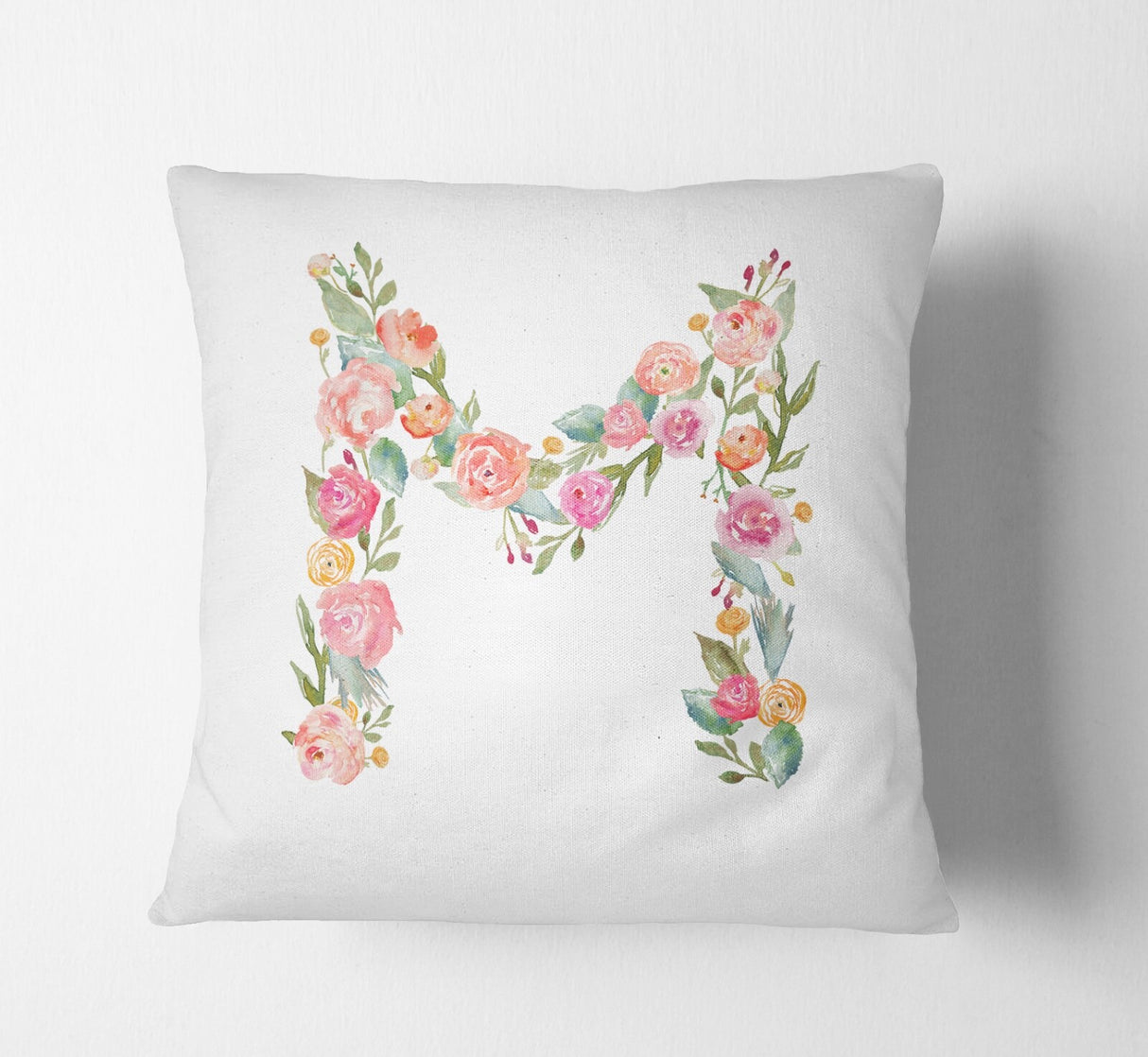 Personalised Alphabet Floral Name Initial Letter Cushion Pillow Case Insert Fill