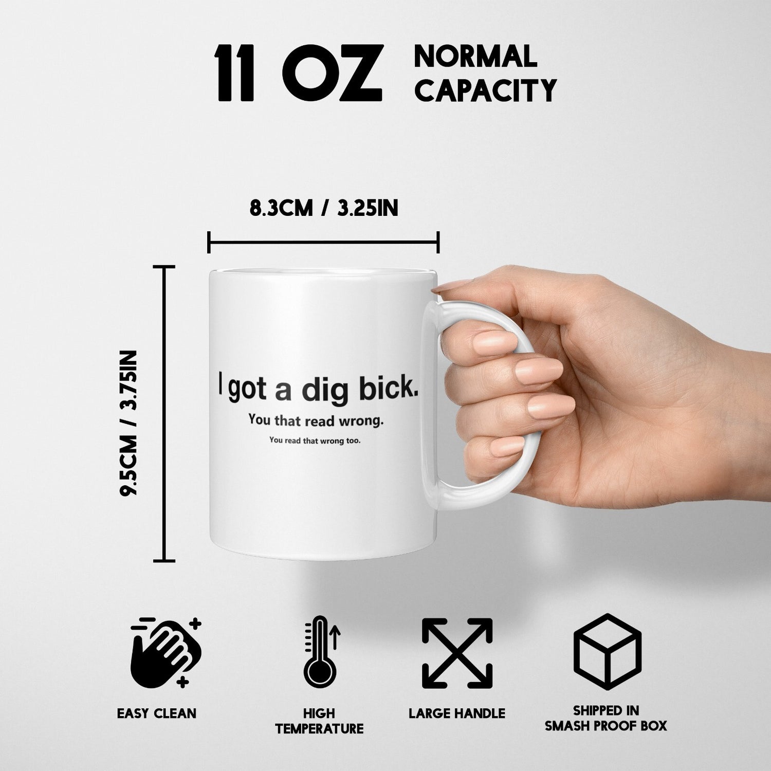 I Got A Dig Bick Rude Funny Cheeky Gift Coffee Tea Mug + Coaster Option Him Her