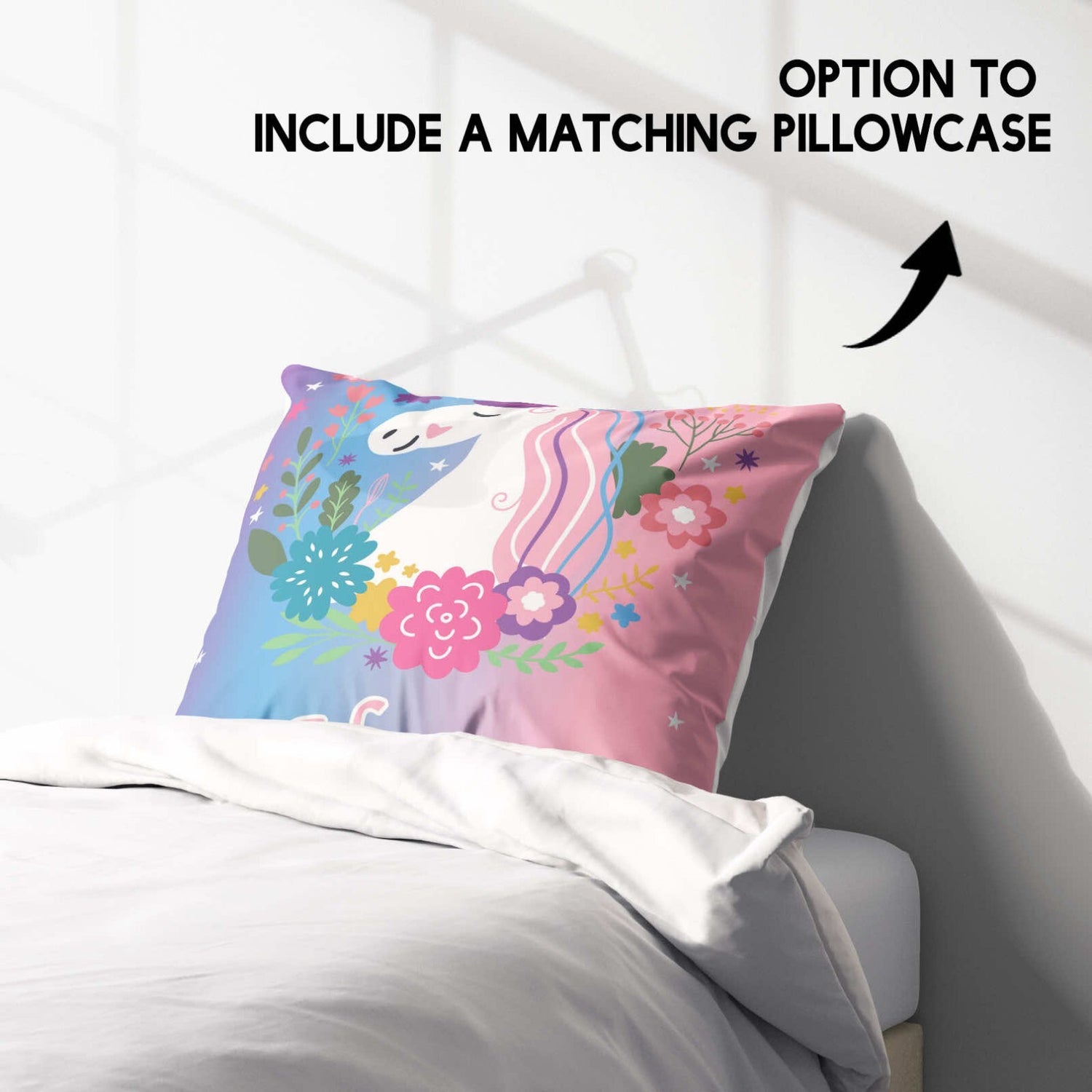 Personalised Name Unicorn Dream Fantasy Single Bed Duvet Cover + Pillowcase Set