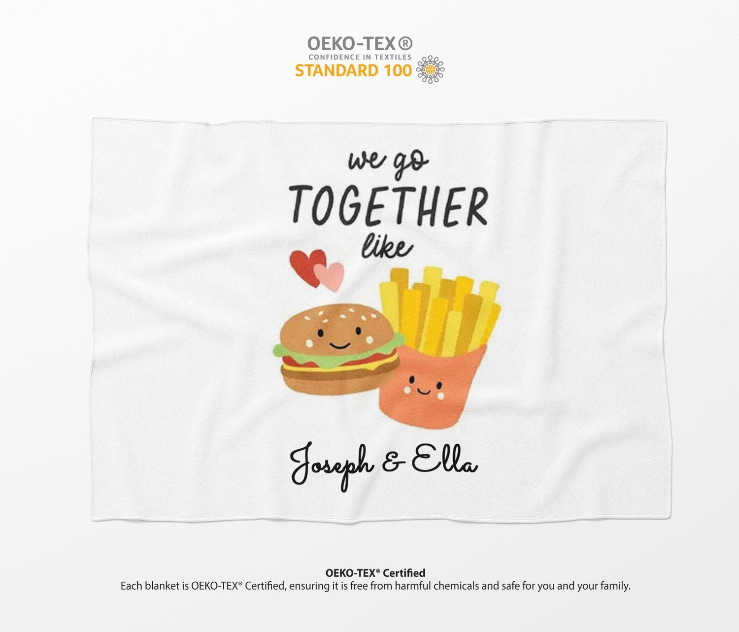 We Go Together Like Burger Fries Valentines Anniversary Fleece Mink Blanket Gift