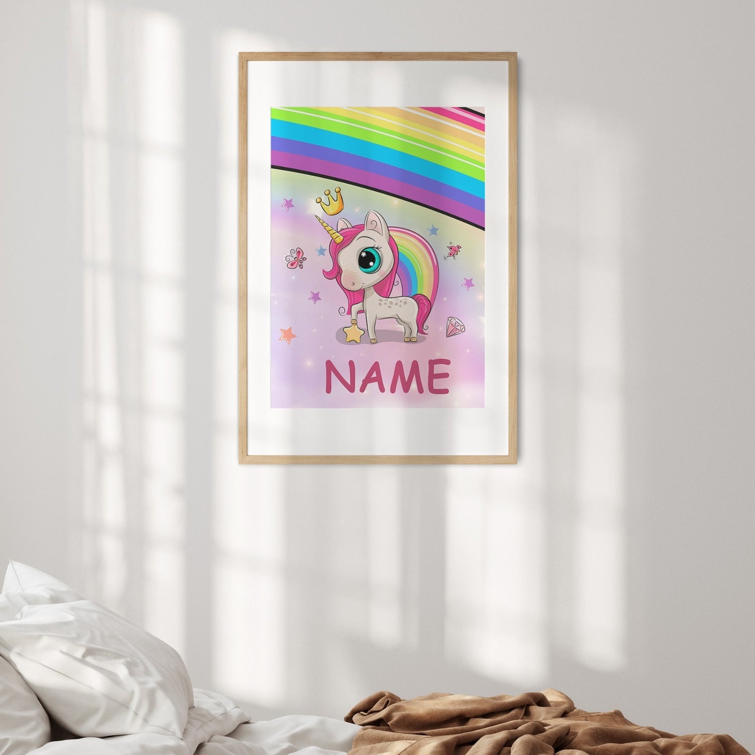 Personalised Custom Name Cute Rainbow Wall Art Poster Picture Print Decor