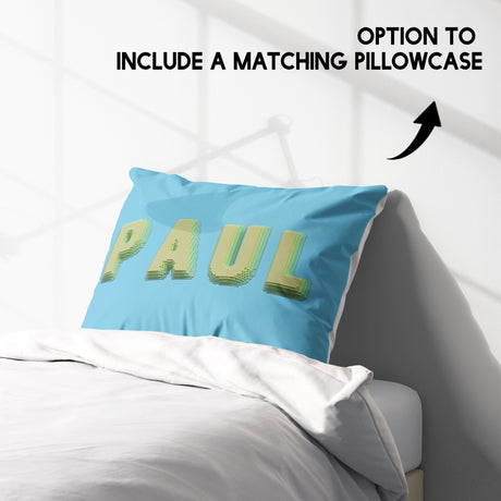 Personalised Any Name Bold Pixel 3D Soft Single Size Novelty Bed Duvet Cover